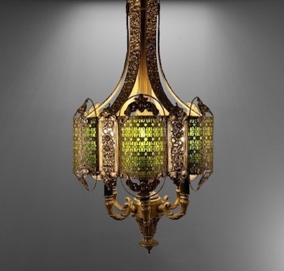 Art Deco Japanese Revival 6 Light Chandelier